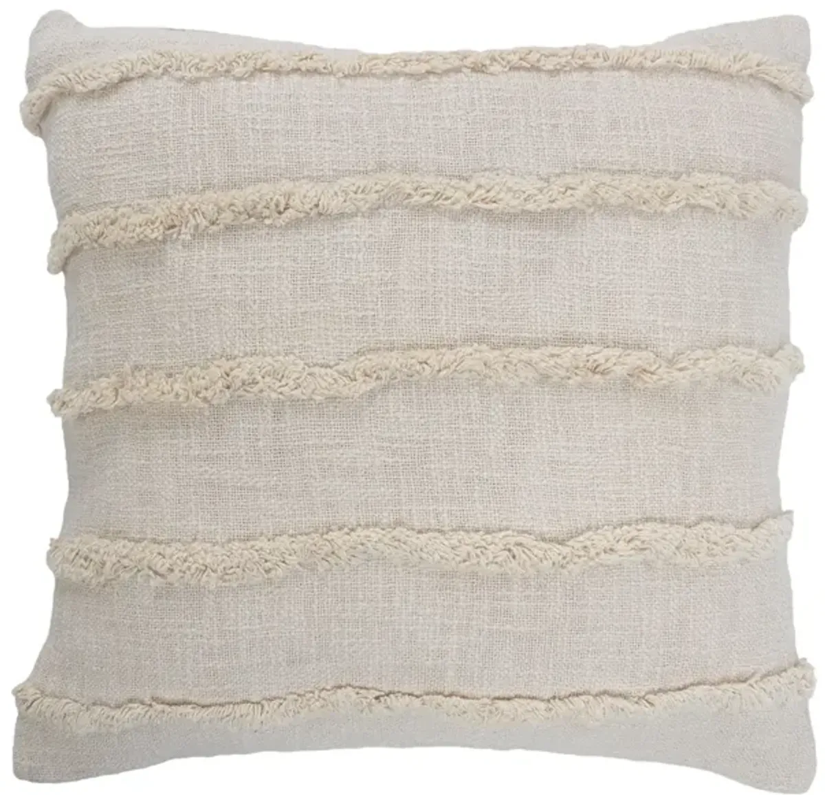 20" Ivory Overtufted Solid Square Throw Pillow