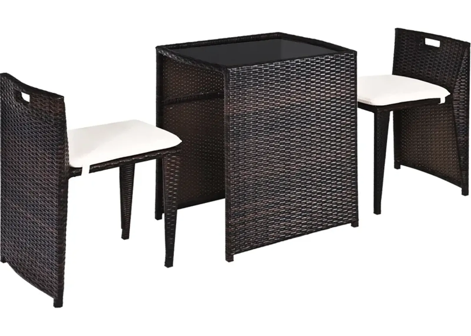 3 Pieces Cushioned Outdoor Wicker Patio Set with No Assembly Needed