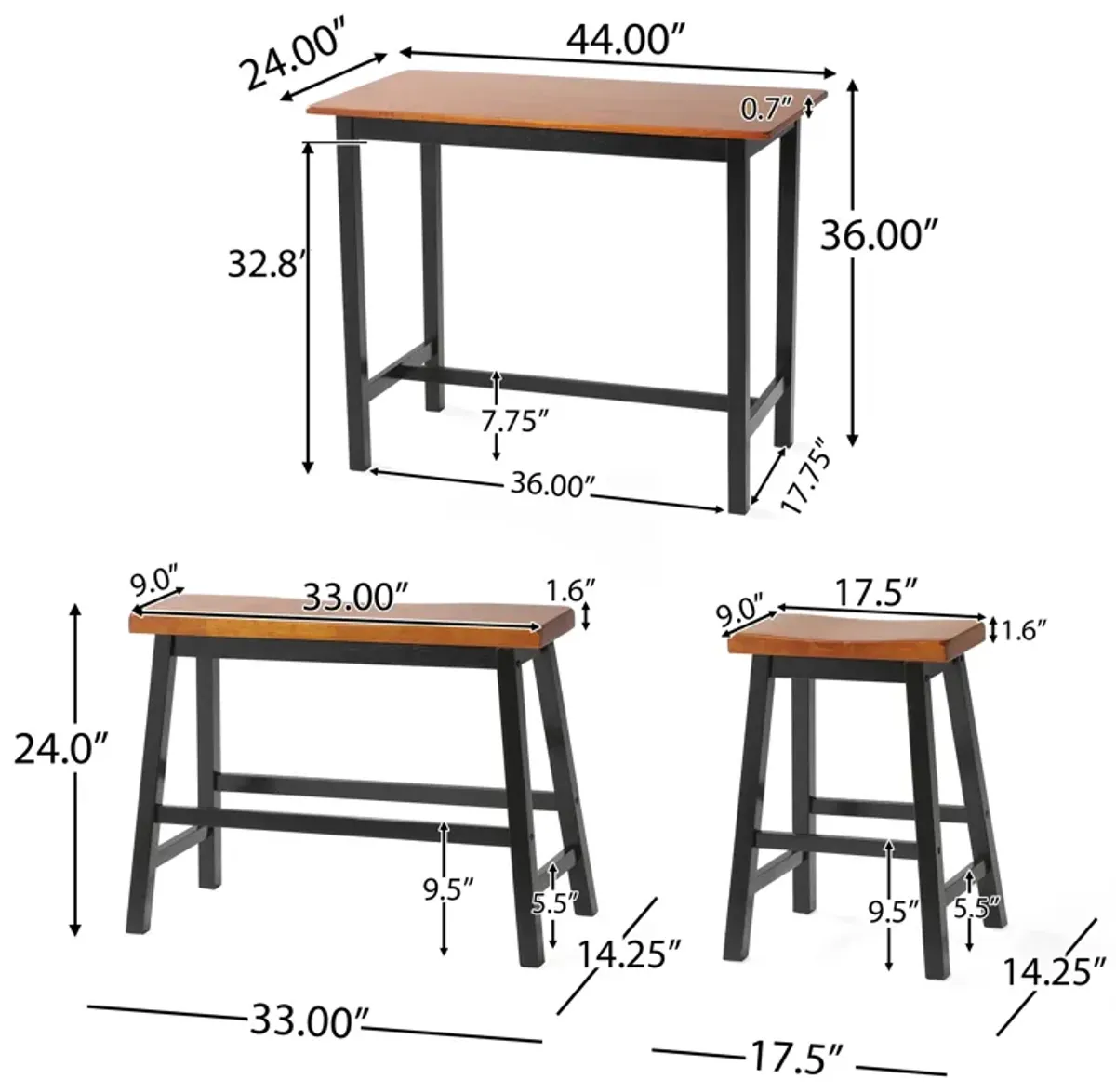 Merax  Farmhouse 4 Pieces  Dining Table Chair Bench Set