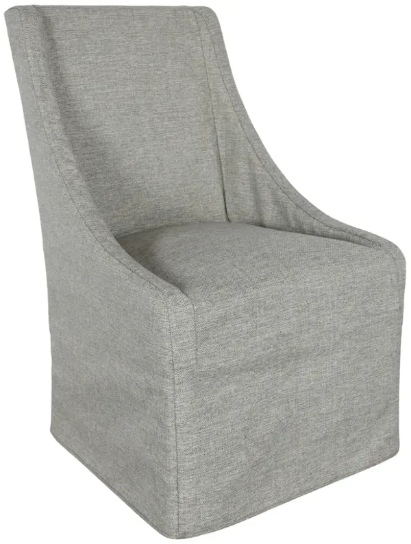 Wry 23 Inch Rolling Dining Chair with Castors, Cushioned Gray Polyester  - Benzara