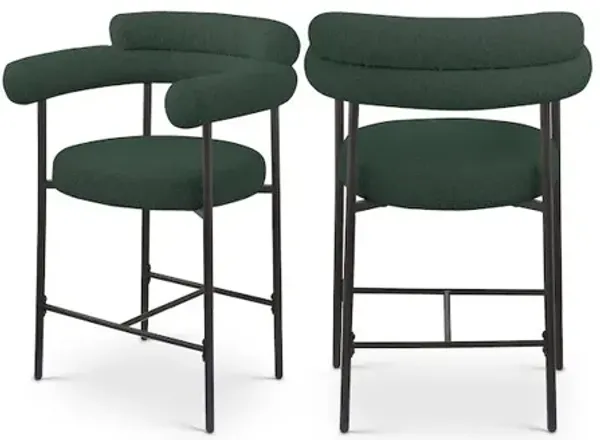 Meridian Furniture Blake Boucle Fabric Counter Stool, Set of 2