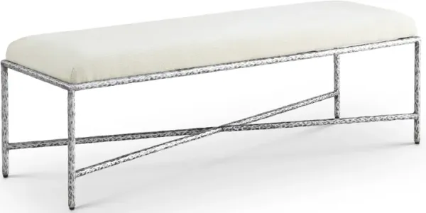 Meridian Furniture Valley Cream Chenille Fabric Bench