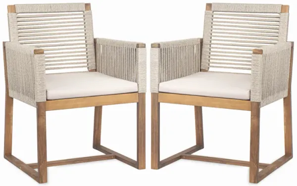 Merax Acacia Wood Patio Armchair Outdoor Dining Chairs Set of 2