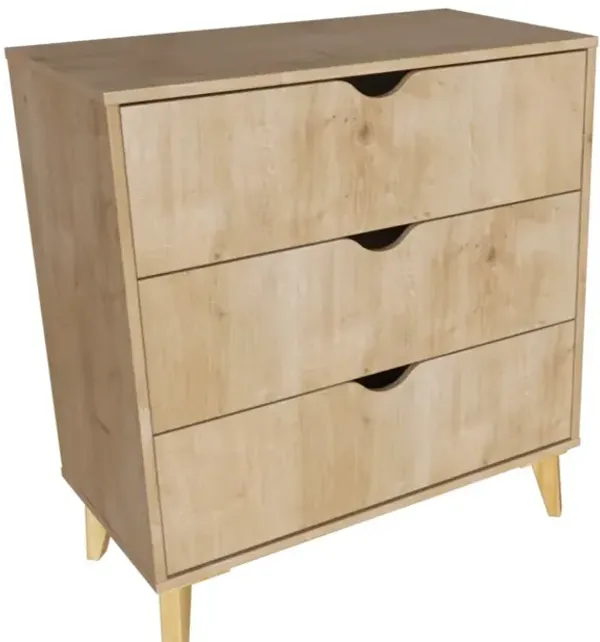 Falkk Furniture 3-Drawer Dresser – Modern Dresser for Bedroom – 3- Drawer Chest of Drawers – Oak
