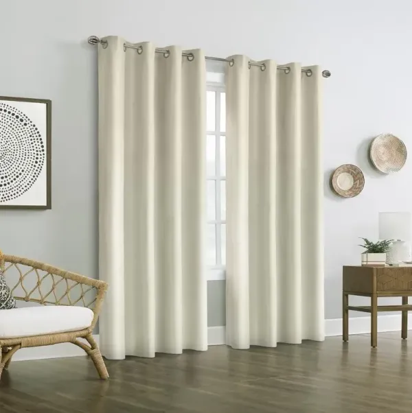 Thermaplus Vigo Blackout Provide Absolute Privacy Cost Cutting Benefits Grommet Curtain Panel Off-white