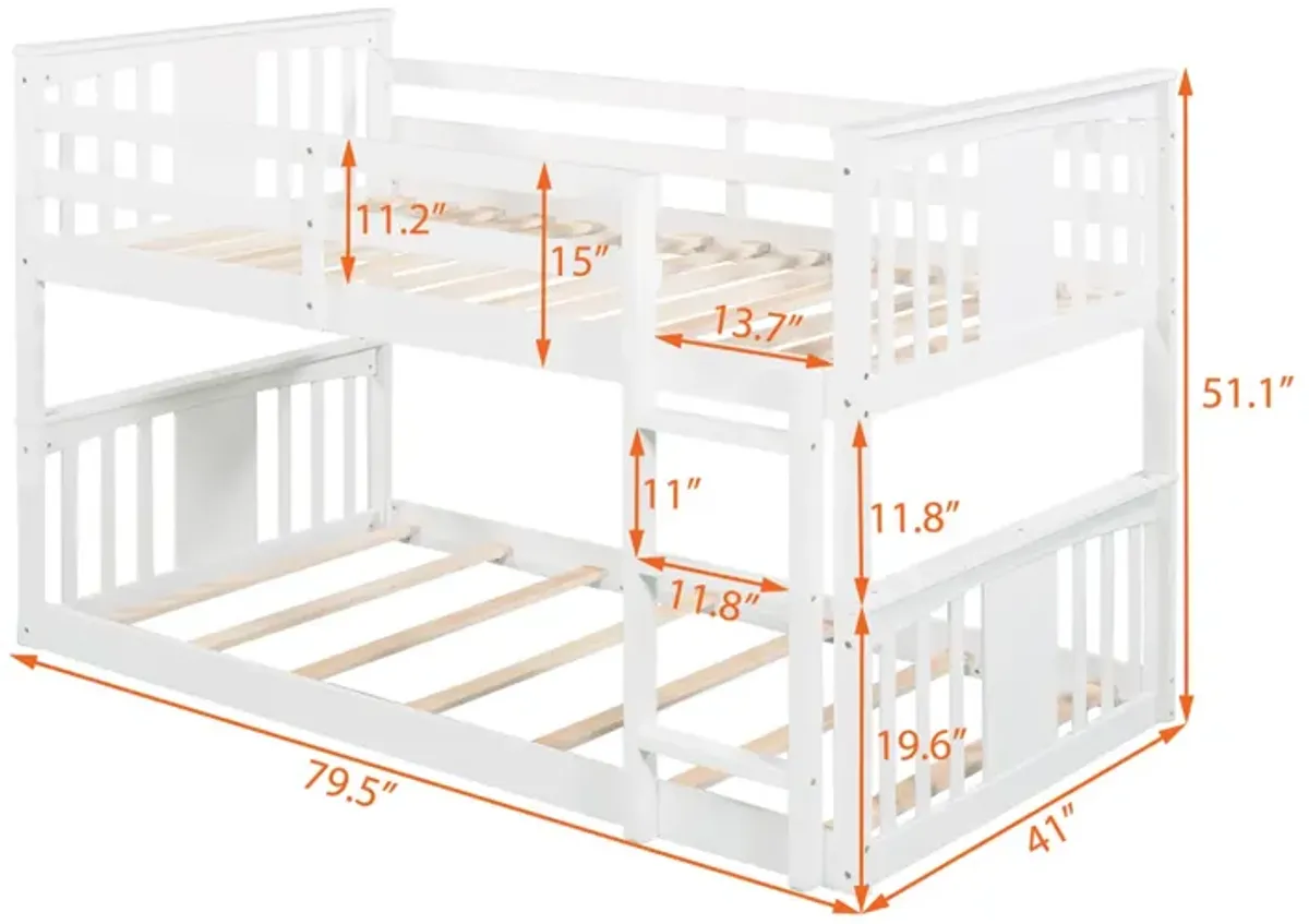 Twin Over Twin Bunk Bed With Ladder