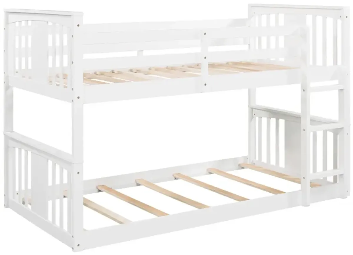 Twin Over Twin Bunk Bed With Ladder