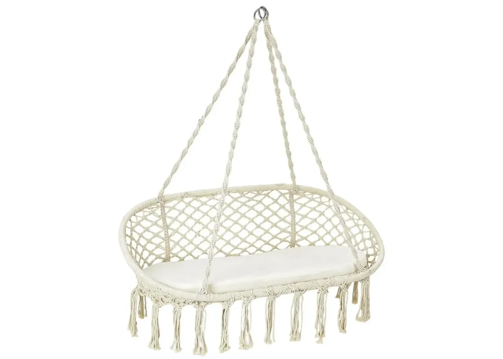 2 Person Hanging Hammock Chair with Cushion Macrame Swing