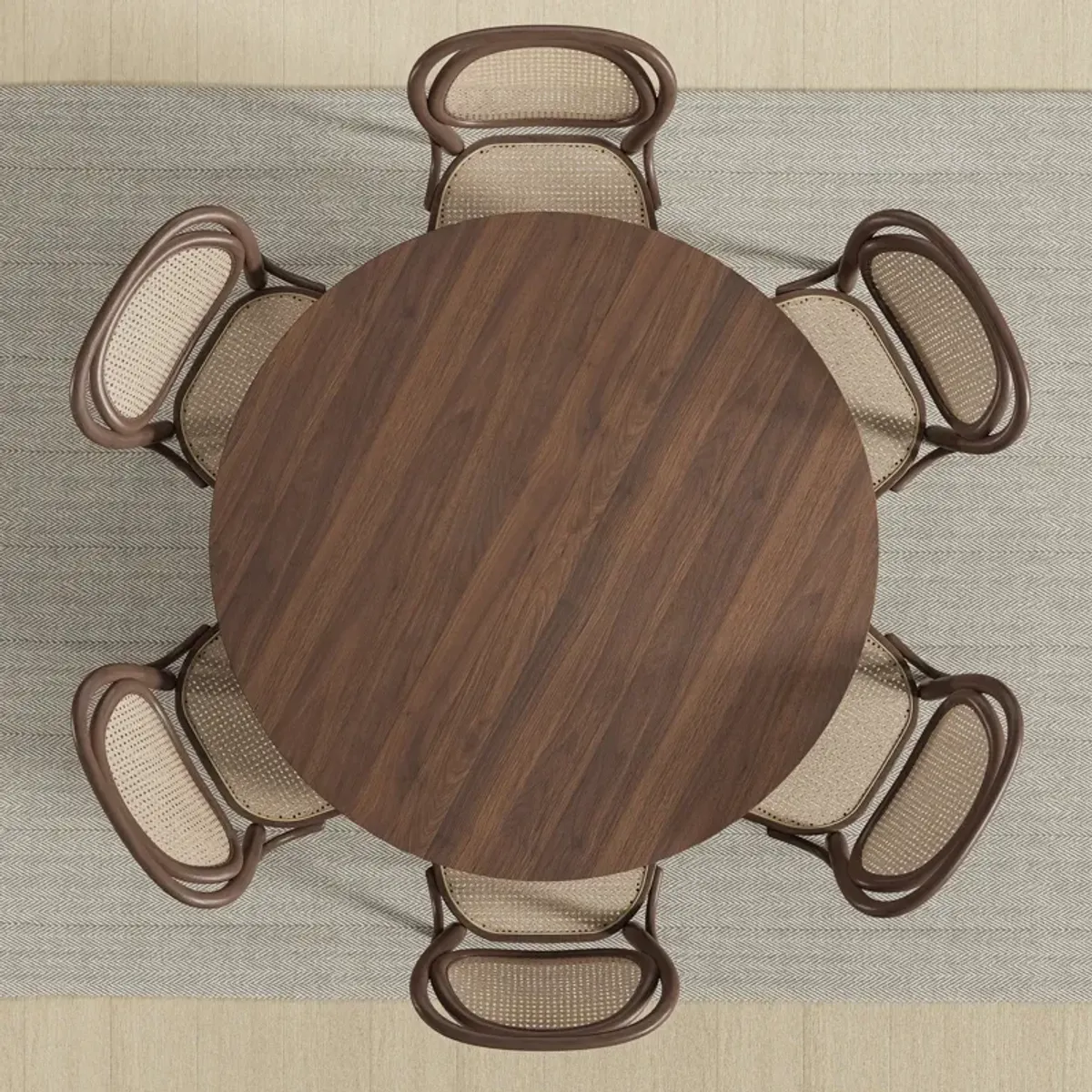 52 Cinna Modern Walnut Oak Wood Round Dining Table （Seats 6）