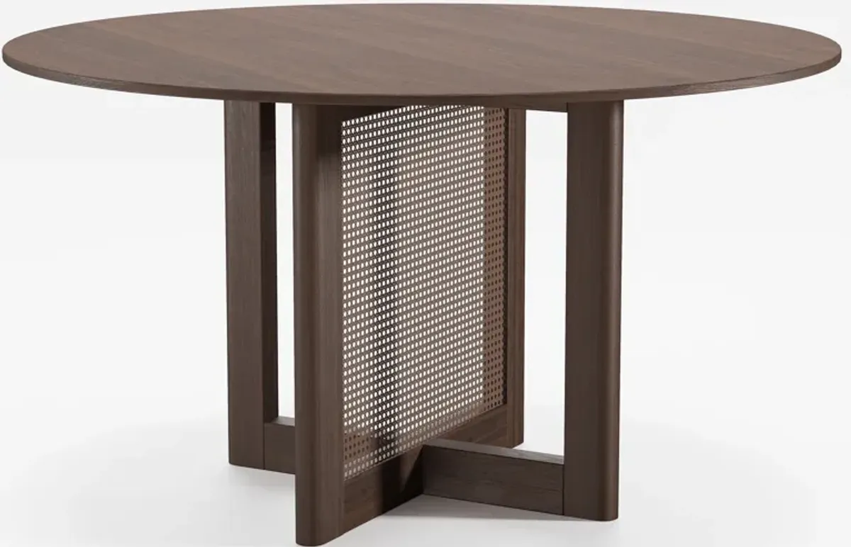 52 Cinna Modern Walnut Oak Wood Round Dining Table （Seats 6）