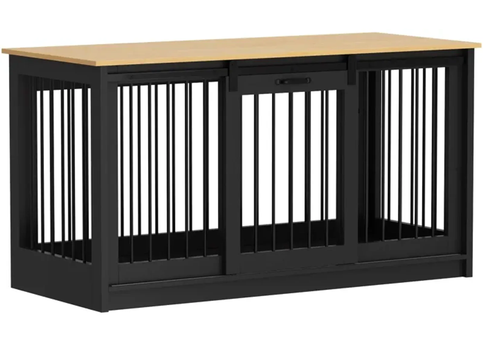 Large Wooden Dog House with Sliding door, Indoor Pet Dog Crate Cage for Large Medium Small Dogs, Black