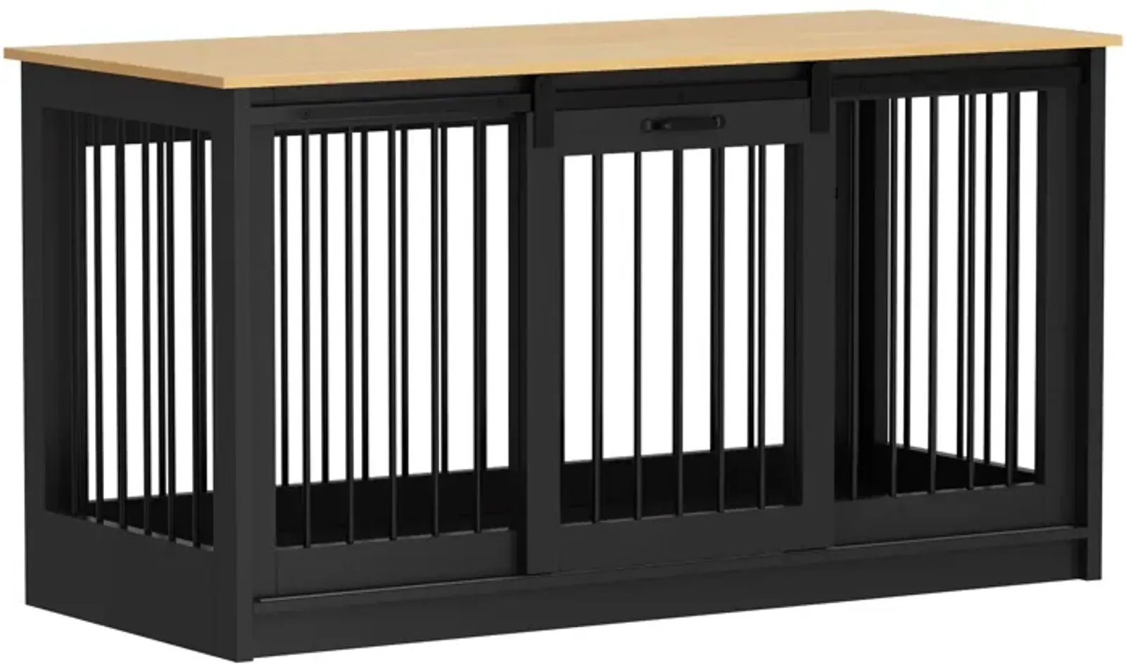 Large Wooden Dog House with Sliding door, Indoor Pet Dog Crate Cage for Large Medium Small Dogs, Black