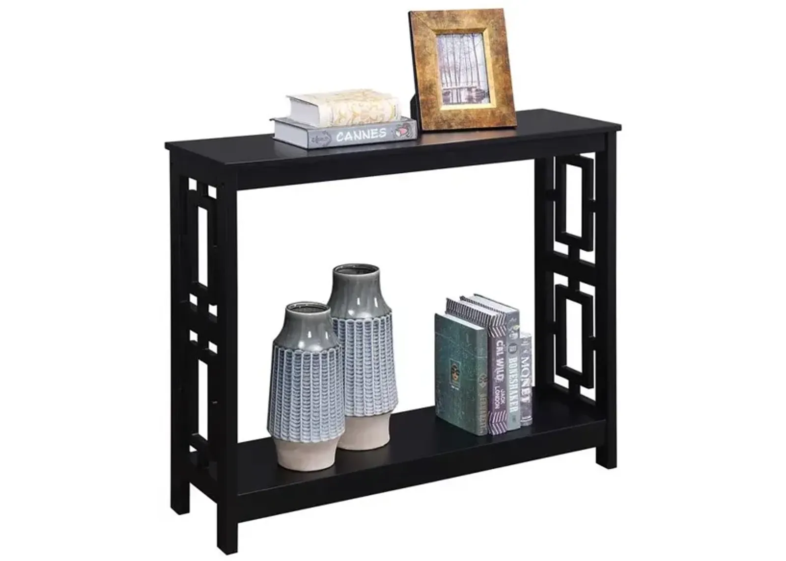 Convenience Concepts Town Square Console Table with Shelf, Black