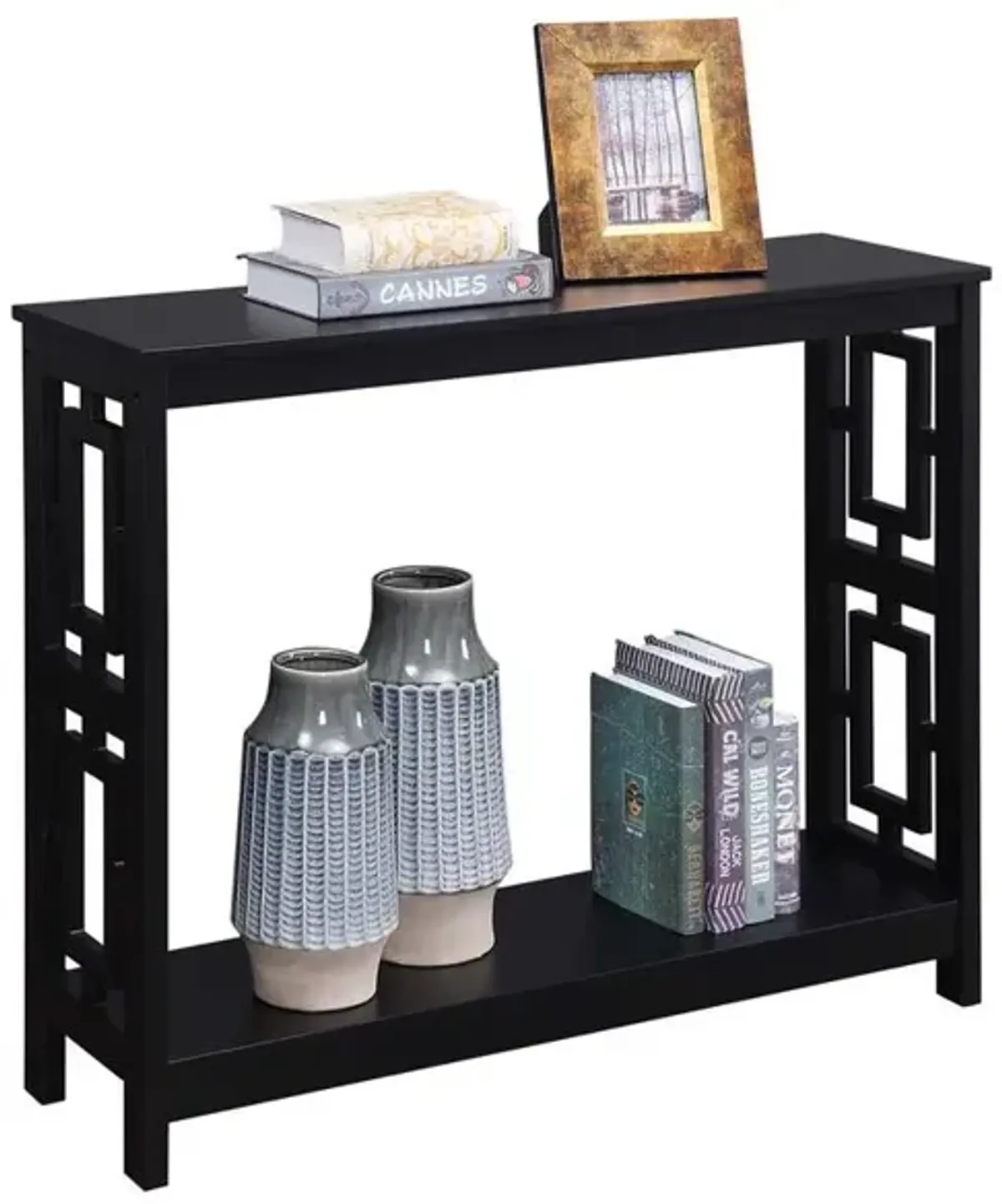 Convenience Concepts Town Square Console Table with Shelf, Black