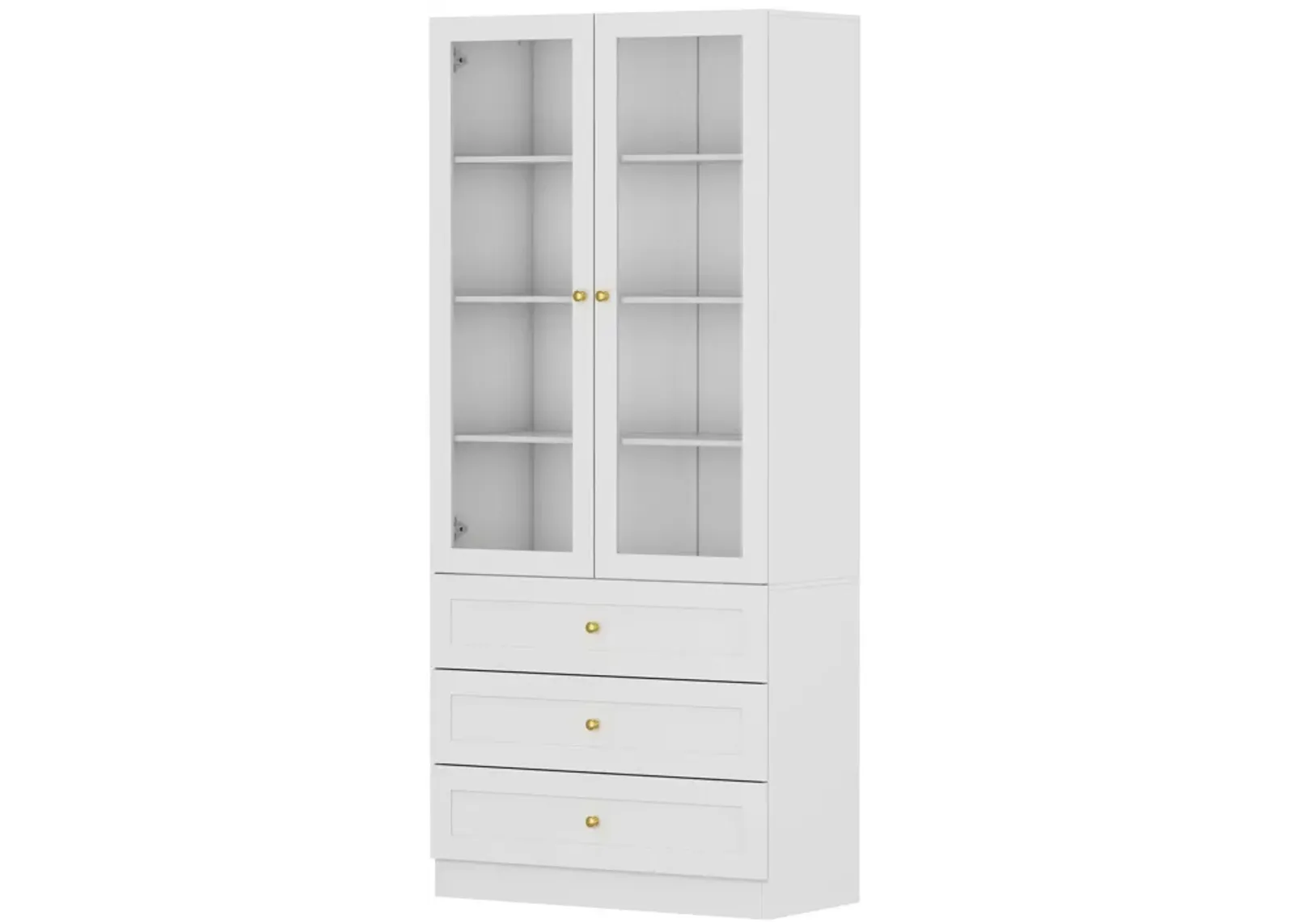 FUFU&GAGA Mdf 4-Shelf Bookcase with Doors (31.5-in W x 70.9-in H x 15.7-in D),White