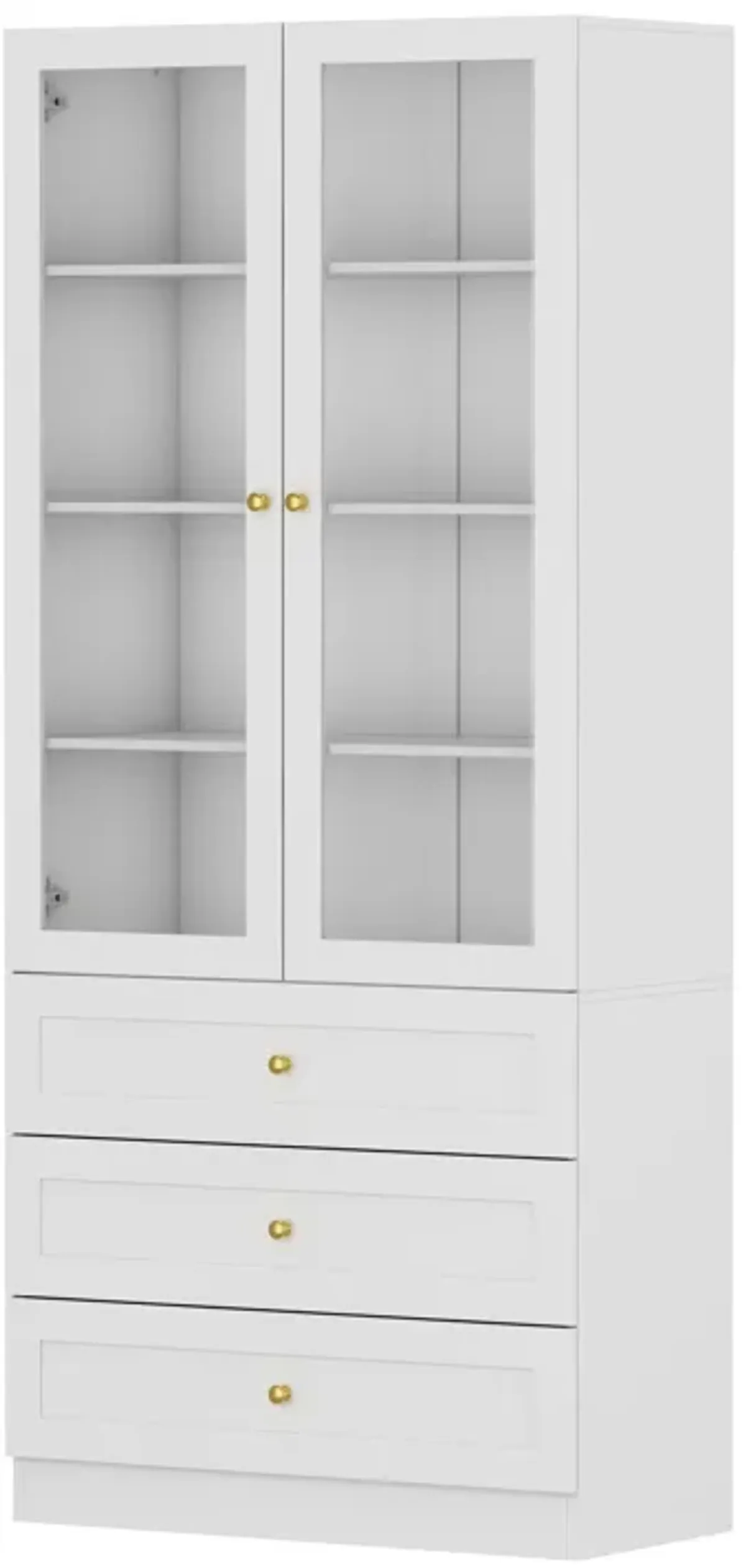 FUFU&GAGA Mdf 4-Shelf Bookcase with Doors (31.5-in W x 70.9-in H x 15.7-in D),White