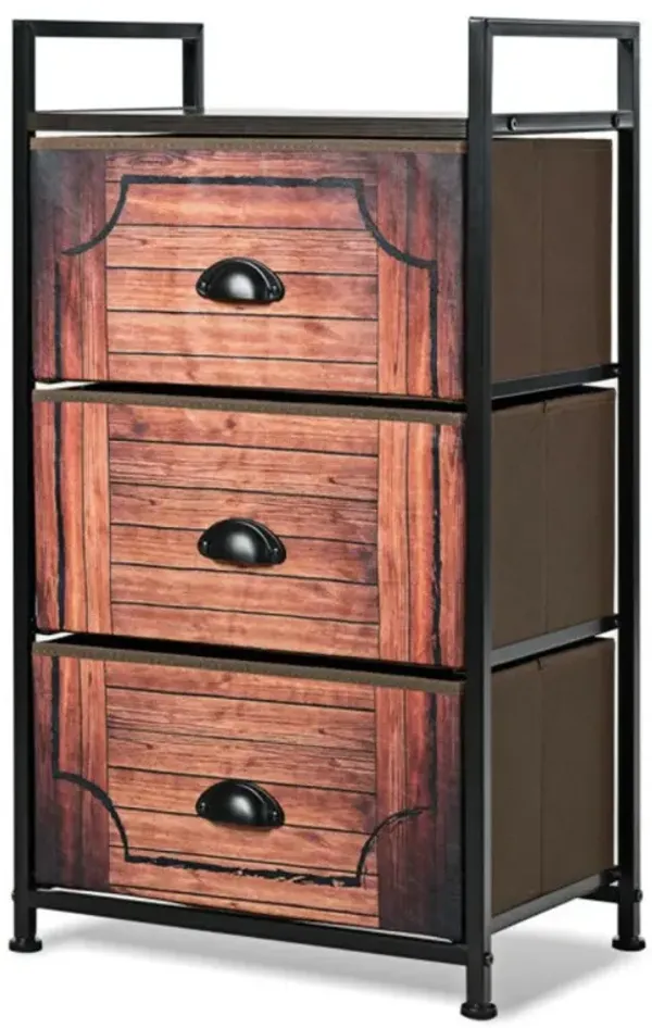 Hivago Industrial 3-Layers Fabric Dresser with Fabric Drawers and Steel Frame