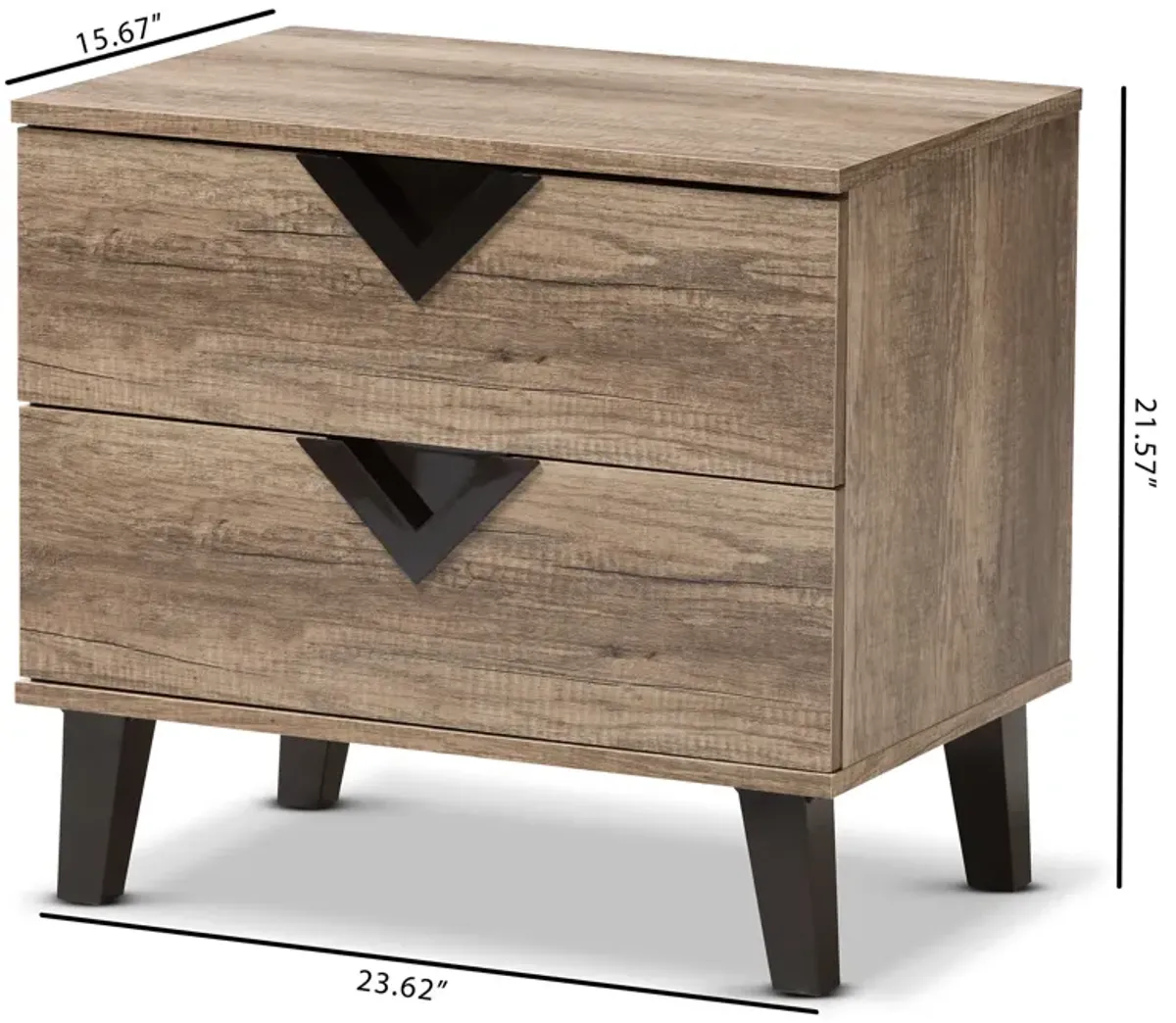 Baxton Studio Swanson Modern And Contemporary Light Brown Wood 2 Drawer Nightstand