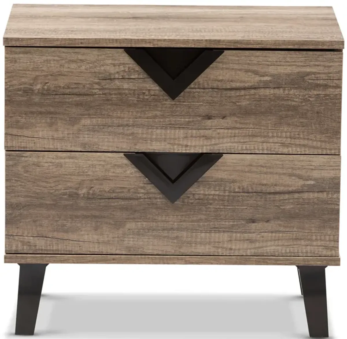 Baxton Studio Swanson Modern And Contemporary Light Brown Wood 2 Drawer Nightstand