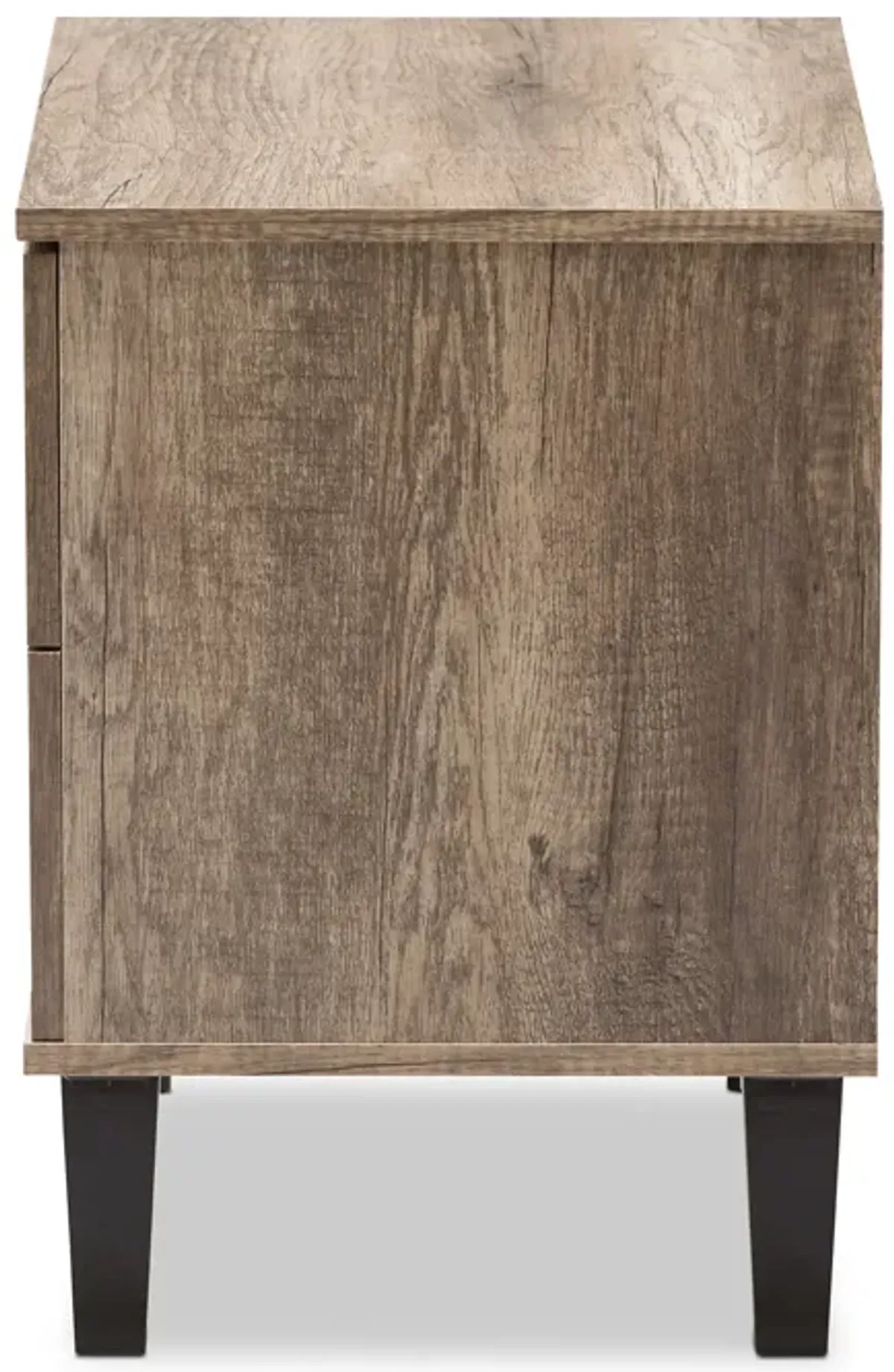 Baxton Studio Swanson Modern And Contemporary Light Brown Wood 2 Drawer Nightstand