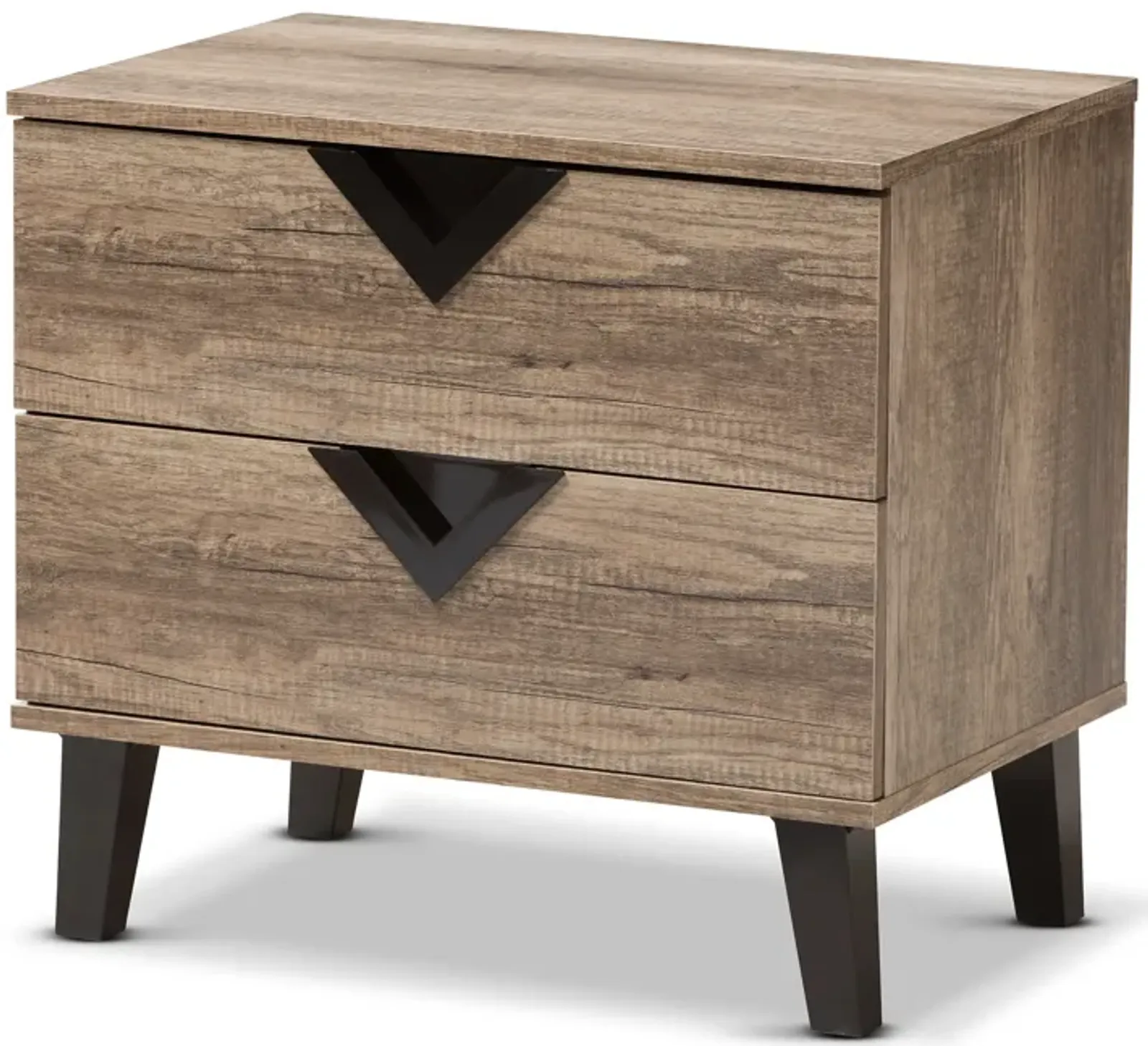 Baxton Studio Swanson Modern And Contemporary Light Brown Wood 2 Drawer Nightstand