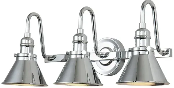 Lucas McKearn Provence 3 Light Bath Vanity in Polished Chrome