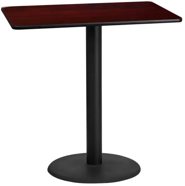 Flash Furniture Stiles 24'' x 42'' Rectangular Mahogany Laminate Table Top with 24'' Round Bar Height Table Base