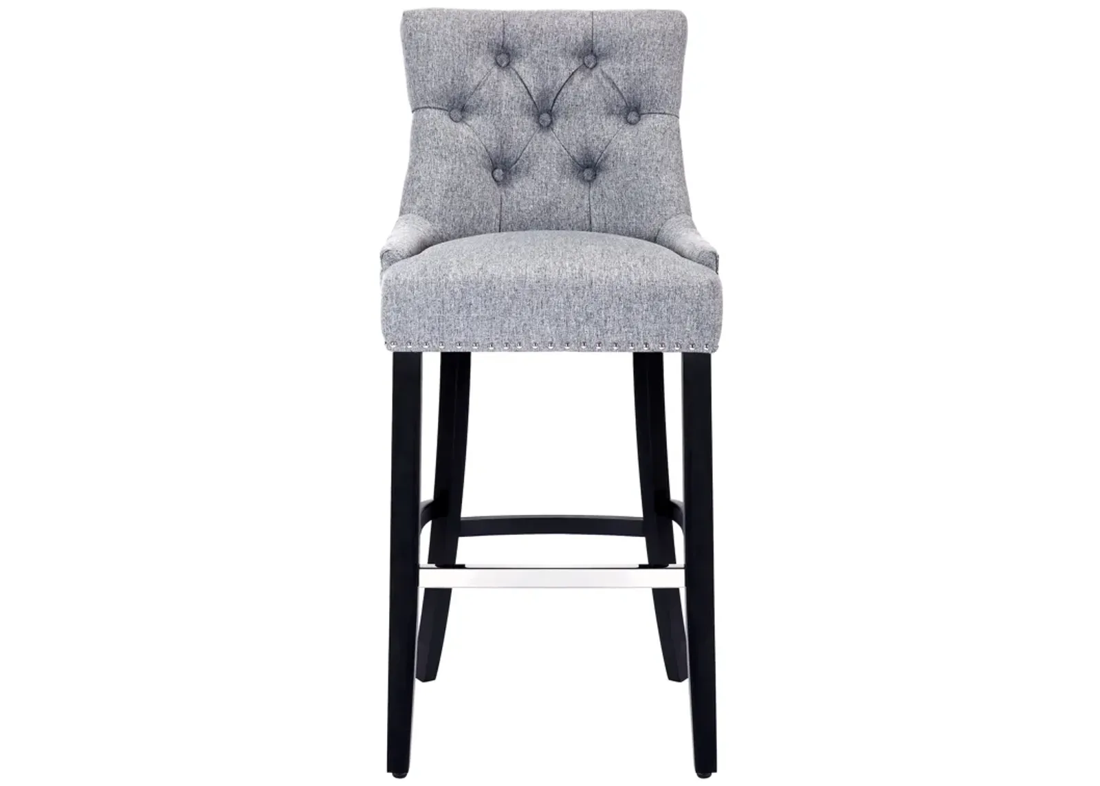 WestinTrends 29" Linen Fabric Tufted Upholstered Bar Stool, Black