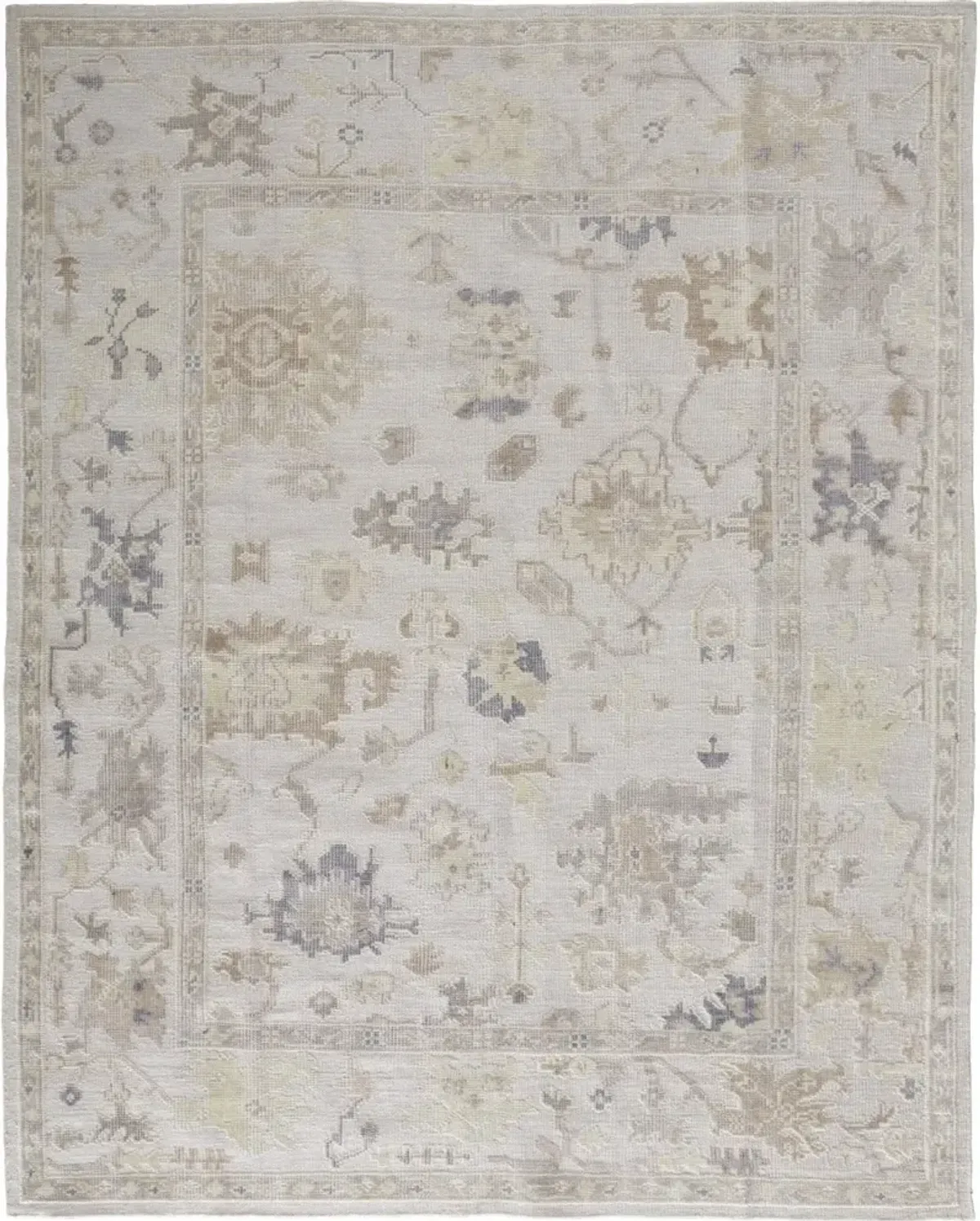 5 X 8 Tan Ivory And Orange Floral Hand Knotted Stain Resistant Area Rug