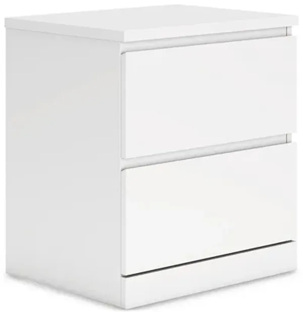 Onira Nightstand, 2 Spacious Drawers, Modern White Wood, 18 Inch - Benzara