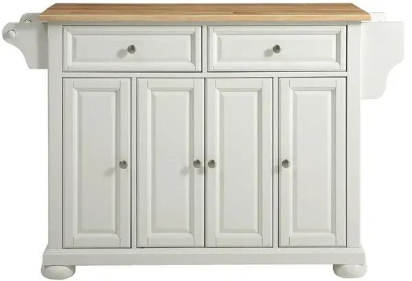 Hivvago White Kitchen Island Storage Cabinet with Solid Wood Top