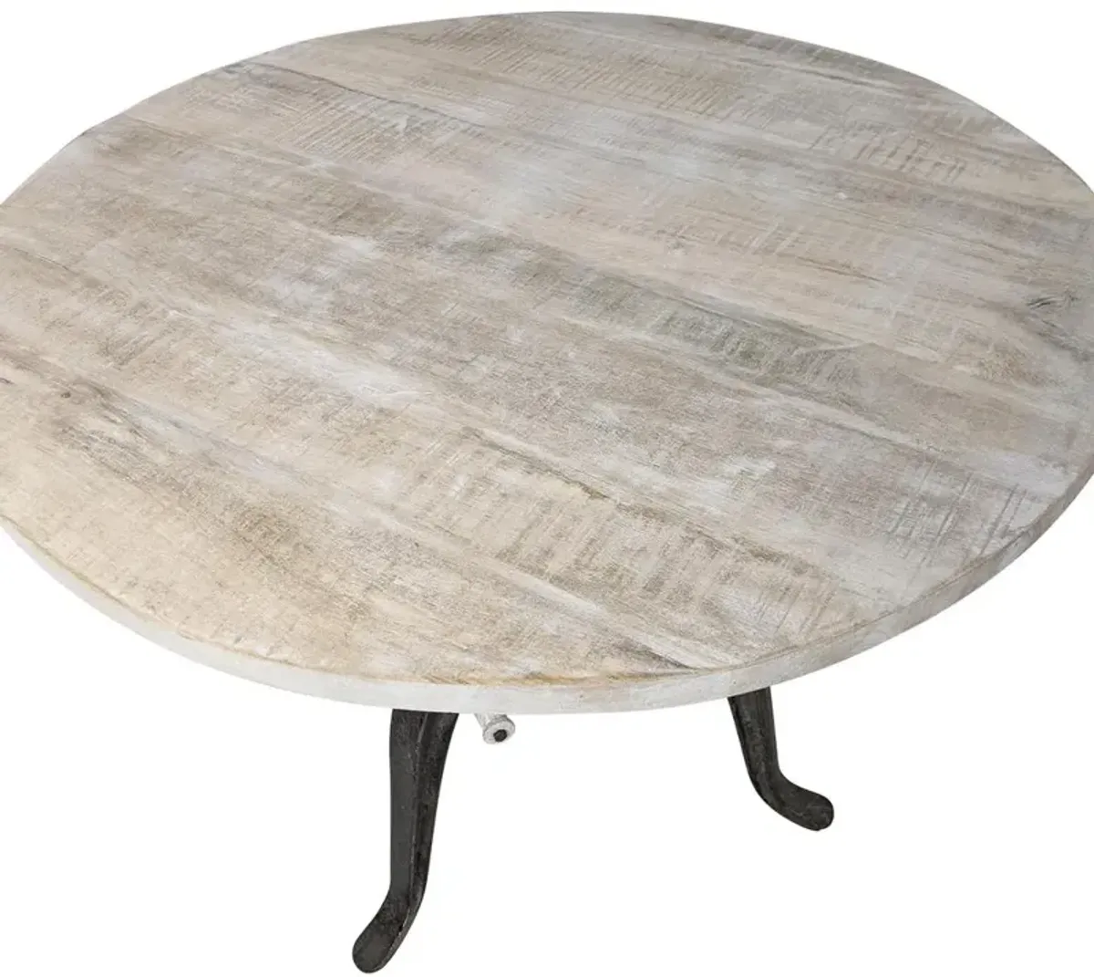 Carolina Living Bentley Adjustable Crank Table - Natural Driftwood Top - Aged Iron Base