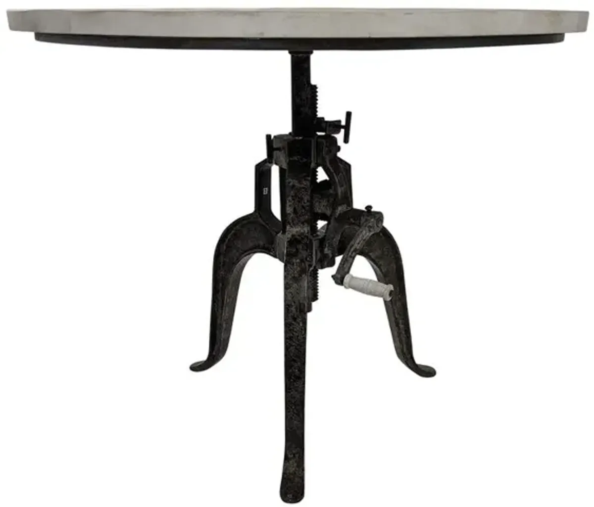 Carolina Living Bentley Adjustable Crank Table - Natural Driftwood Top - Aged Iron Base