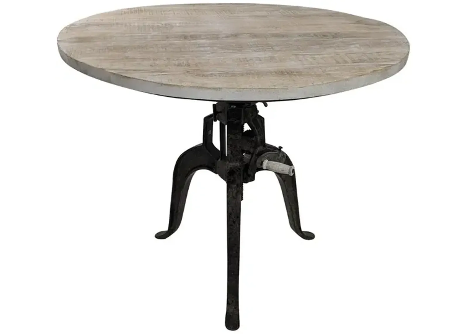 Carolina Living Bentley Adjustable Crank Table - Natural Driftwood Top - Aged Iron Base