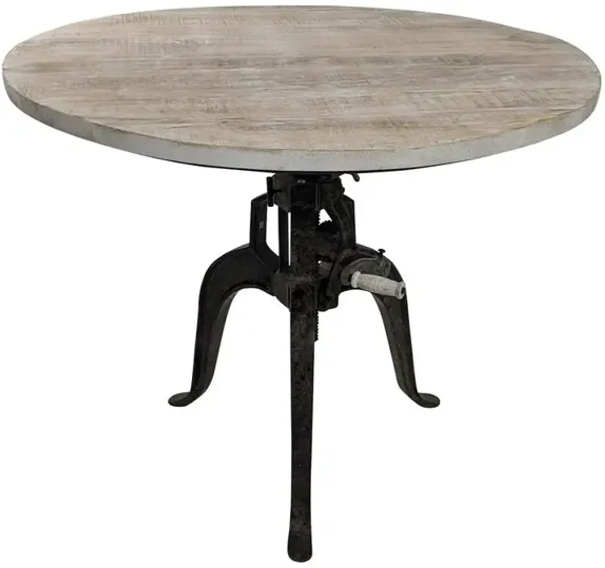 Carolina Living Bentley Adjustable Crank Table - Natural Driftwood Top - Aged Iron Base