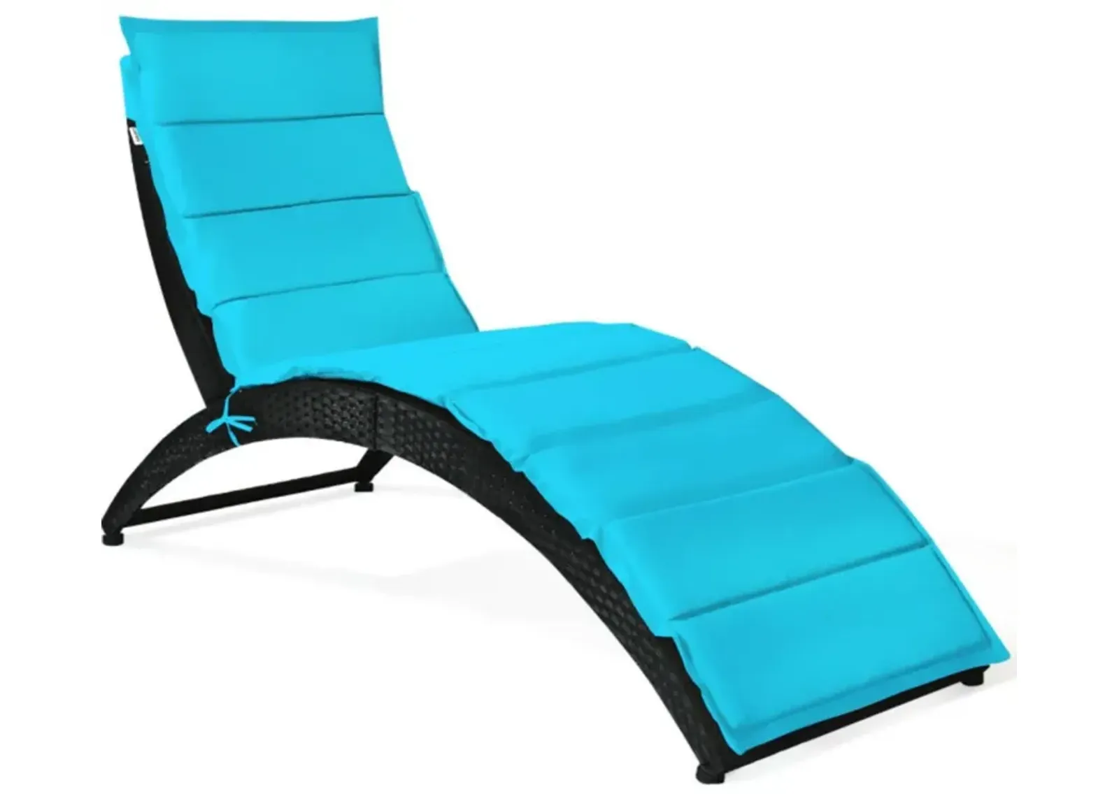 Hivvago Folding Patio Rattan Portable Lounge Chair Chaise with Cushion