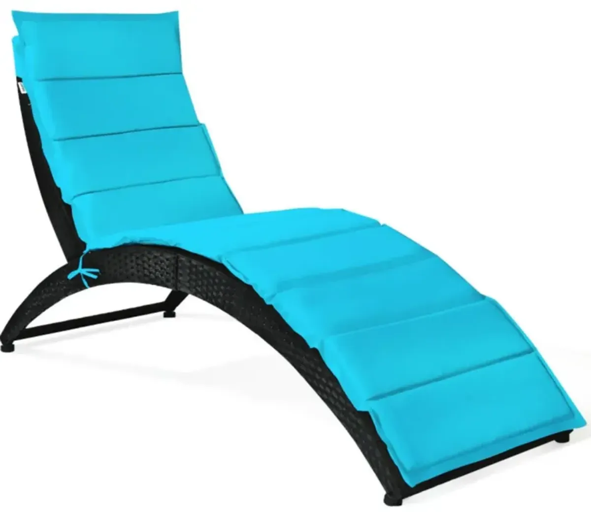 Hivvago Folding Patio Rattan Portable Lounge Chair Chaise with Cushion