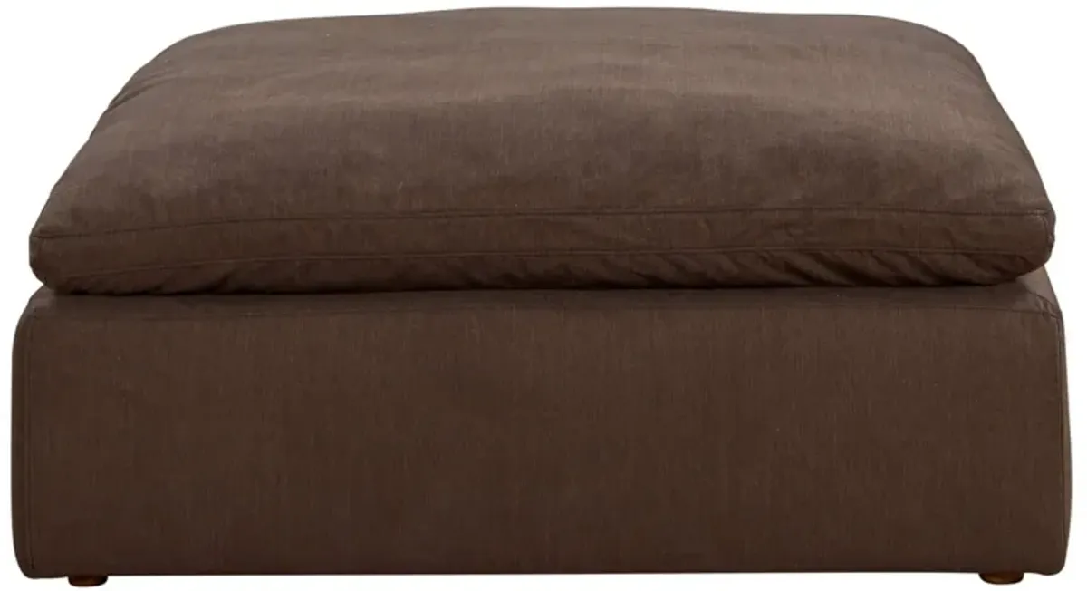 Sunset Trading Contemporary Puff Collection 44 Square Slipcovered Sectional Modular Ottoman, Performance Fabric Washable Water-Resistant Stain-Proof, Oversized Down Filled Large Sofa Footrest, Brown