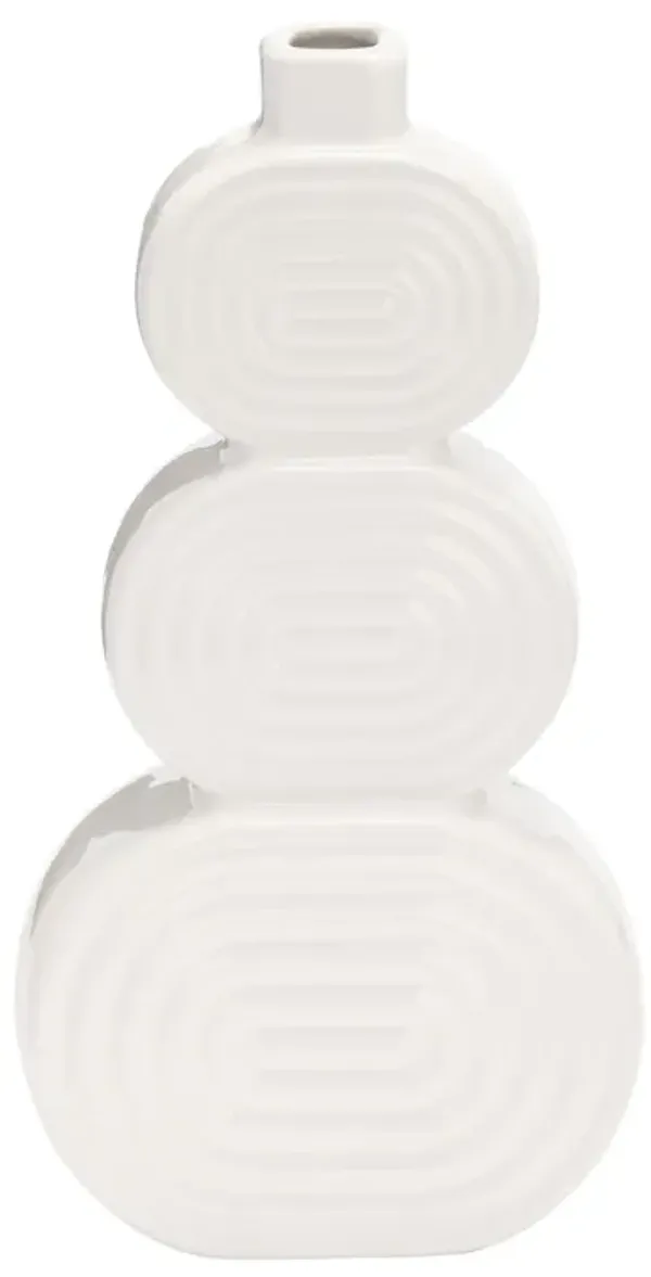 12" Wt Cer Stack Circles Vase