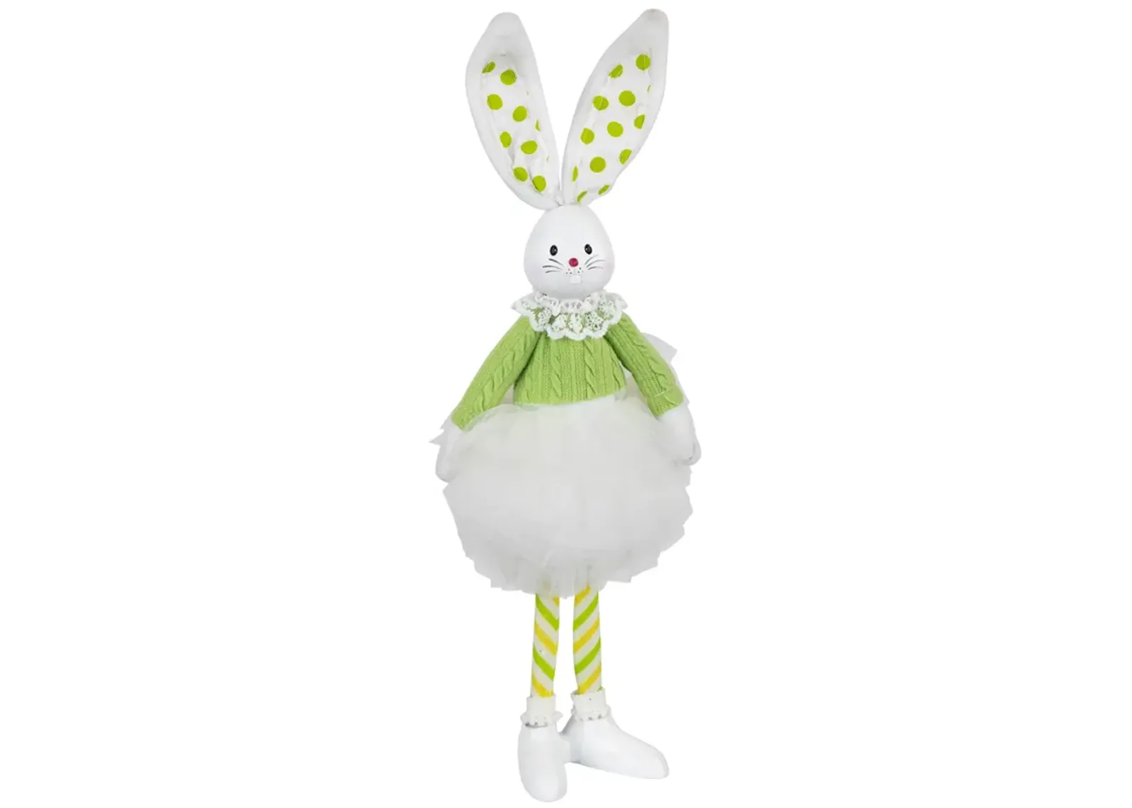 Ballerina Bunny Standing Easter Figure - 15" - Green and White