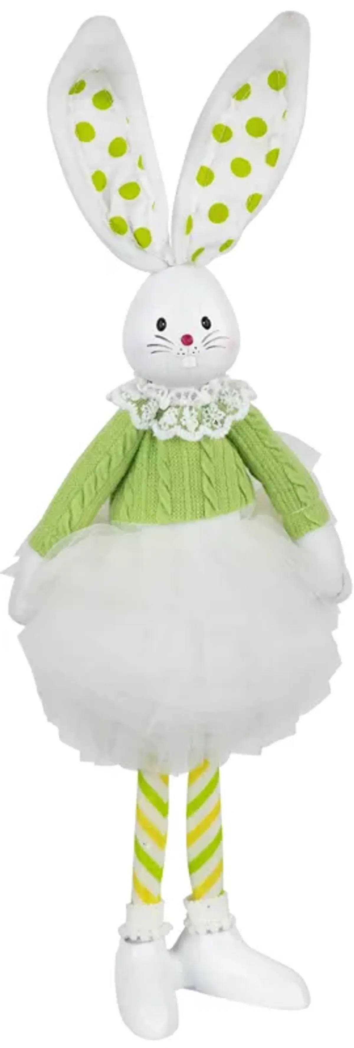 Ballerina Bunny Standing Easter Figure - 15" - Green and White