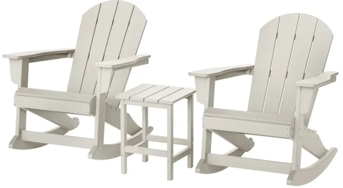 WestinTrends 3-Piece set Outdoor / Patio Poly Adirondack rocking chairs with a side table ( 2 seater )