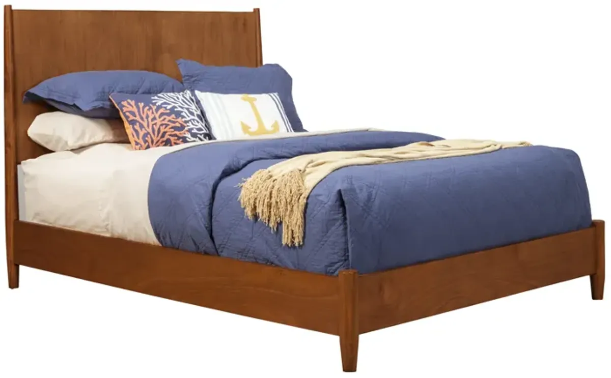 Flynn Mid Century Modern Queen Panel Bed, Acorn