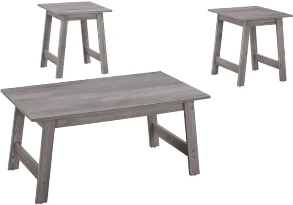 Monarch Specialties I 7932P Table Set, 3pcs Set, Coffee, End, Side, Accent, Living Room, Laminate, Grey, Transitional