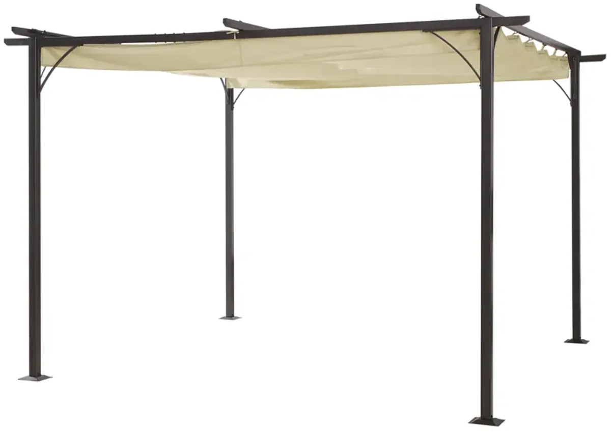 Outsunny 11.5' x 11.5' Retractable Pergola Canopy, Outdoor UV Protection & Sun Shade, Steel Frame for Garden, Grill, Patio, Backyard, Gray