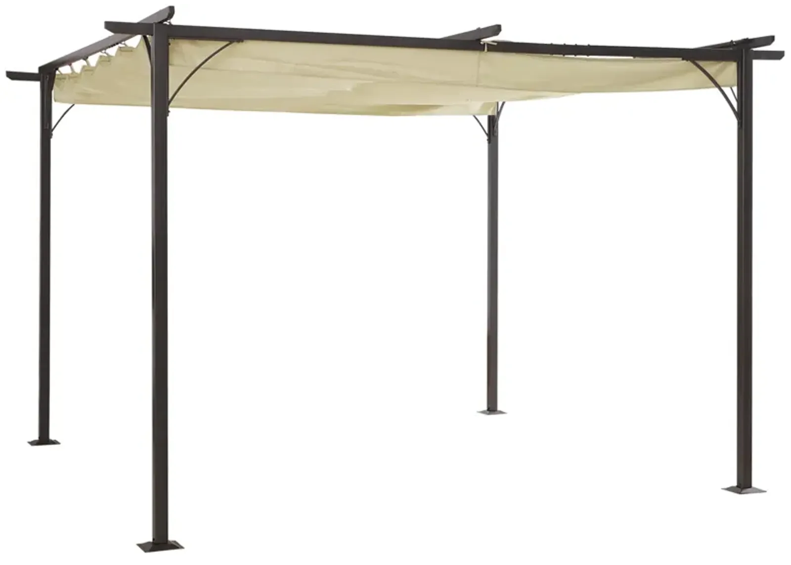 Outsunny 11.5' x 11.5' Retractable Pergola Canopy, Outdoor UV Protection & Sun Shade, Steel Frame for Garden, Grill, Patio, Backyard, Gray