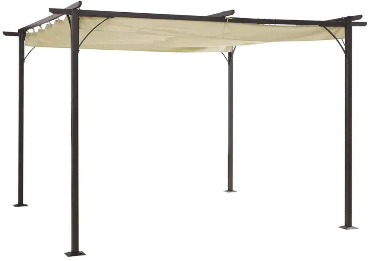 Outsunny 11.5' x 11.5' Retractable Pergola Canopy, Outdoor UV Protection & Sun Shade, Steel Frame for Garden, Grill, Patio, Backyard, Gray