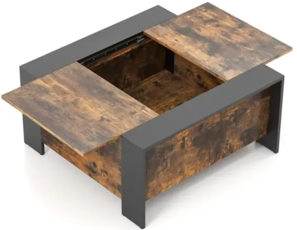 Hivvago 36.5 Inch Coffee Table with Sliding Top and Hidden Compartment