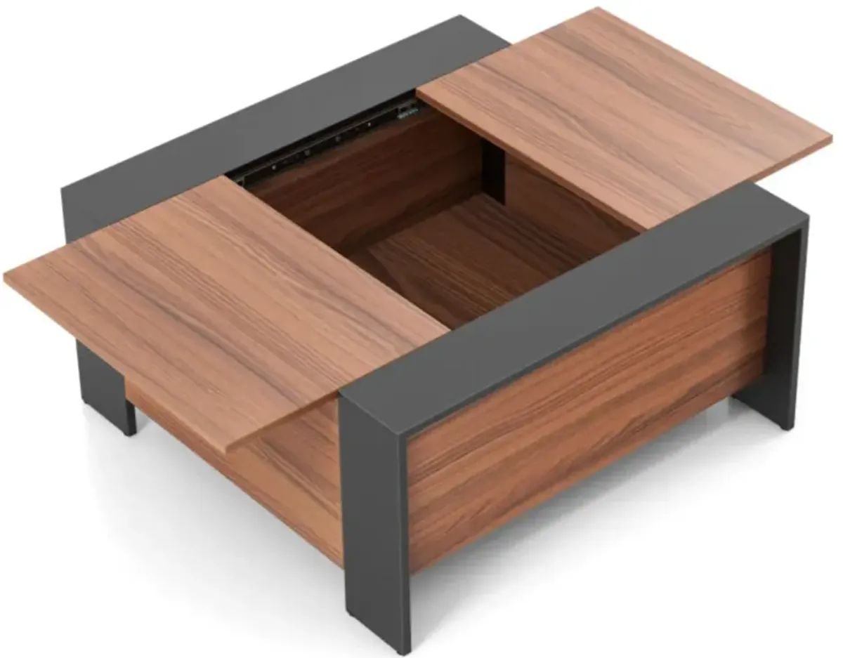 Hivvago 36.5 Inch Coffee Table with Sliding Top and Hidden Compartment