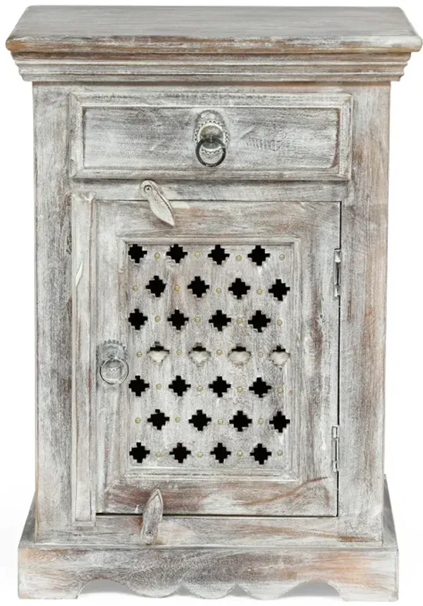 Streamdale Nightstand With Storage: Mango Wood, Washed Finish